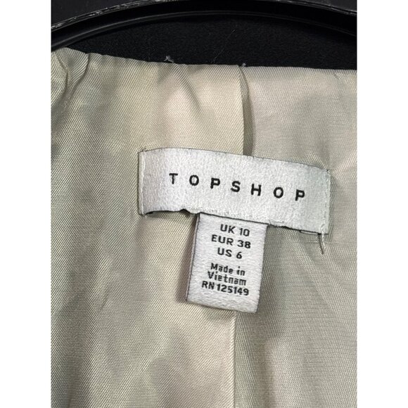 Topshop Womens Black Blazer US Size 6 Oversized Lined Shoulder Pads - Picture 3 of 5